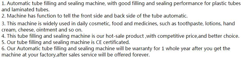 automatic tube filling and sealing machine features